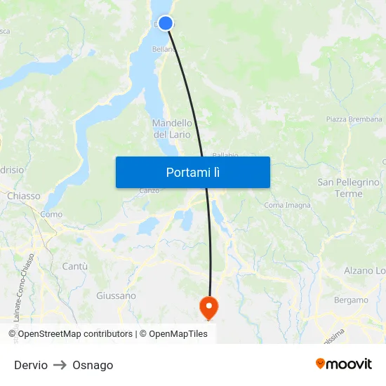 Dervio to Osnago map