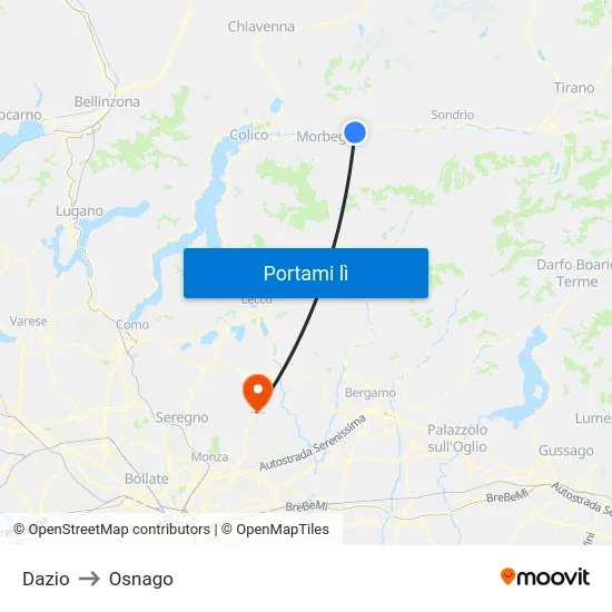 Dazio to Osnago map