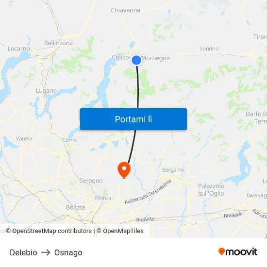 Delebio to Osnago map