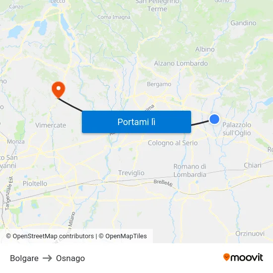 Bolgare to Osnago map