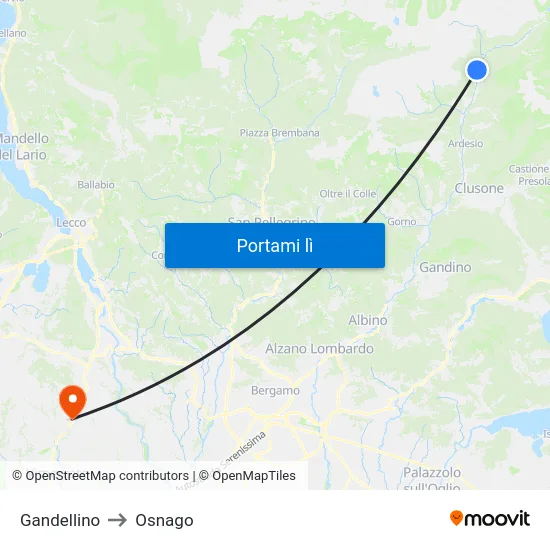 Gandellino to Osnago map