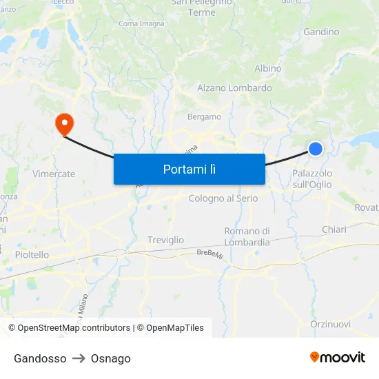 Gandosso to Osnago map