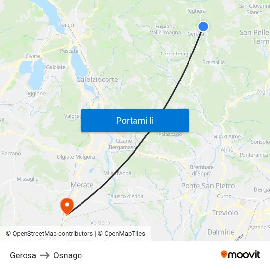 Gerosa to Osnago map
