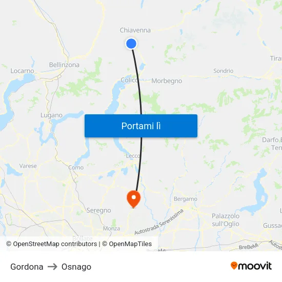 Gordona to Osnago map