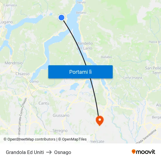 Grandola Ed Uniti to Osnago map