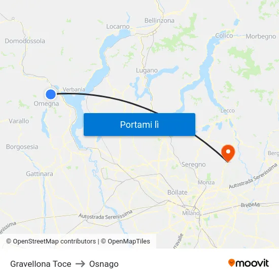 Gravellona Toce to Osnago map