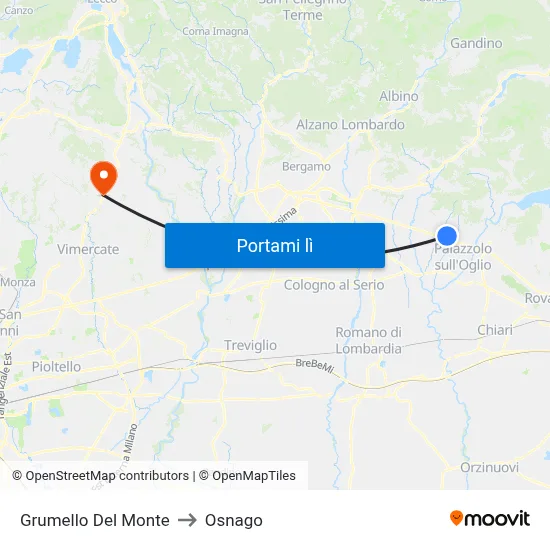 Grumello Del Monte to Osnago map