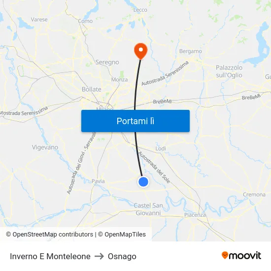 Inverno E Monteleone to Osnago map