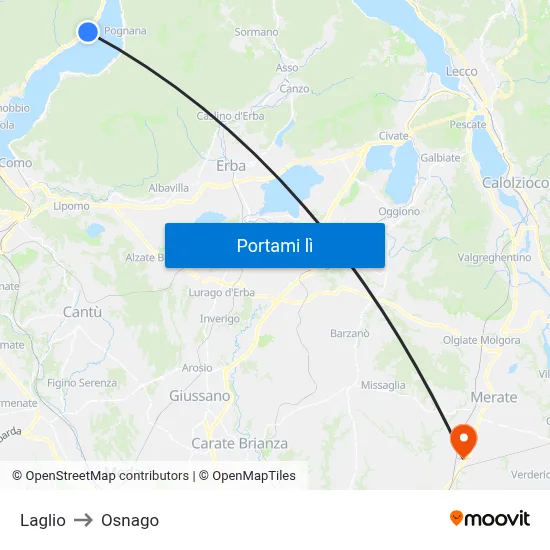 Laglio to Osnago map
