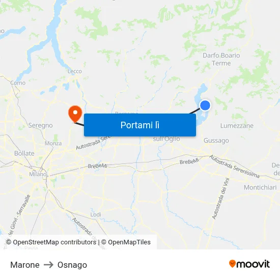 Marone to Osnago map