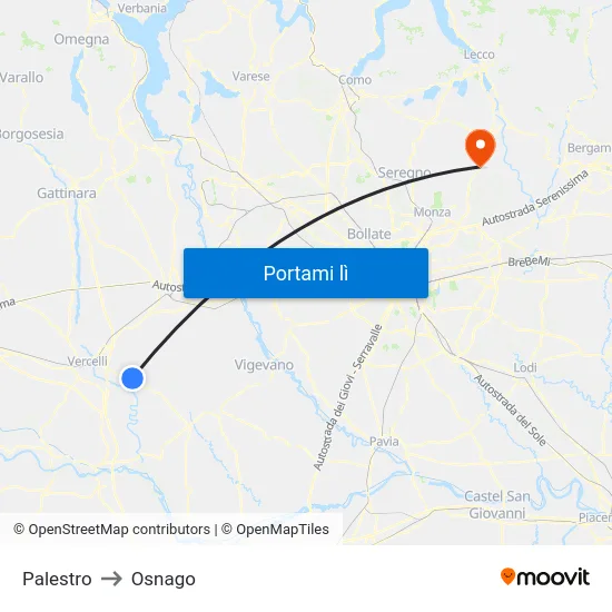 Palestro to Osnago map
