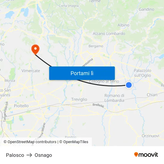 Palosco to Osnago map
