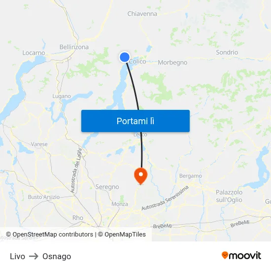 Livo to Osnago map