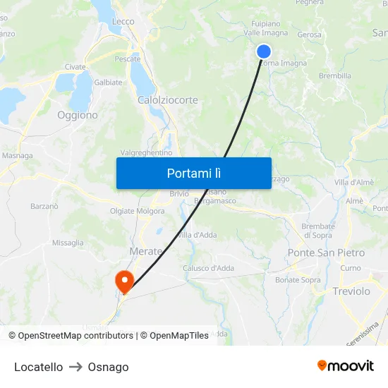 Locatello to Osnago map