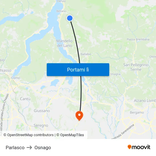 Parlasco to Osnago map