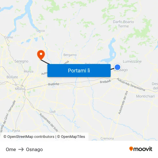 Ome to Osnago map
