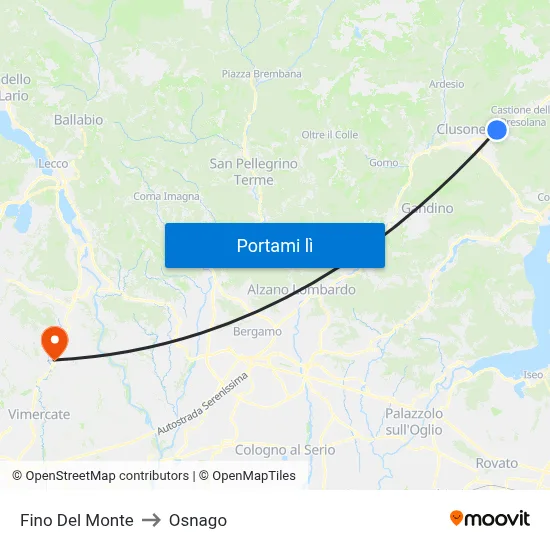 Fino Del Monte to Osnago map