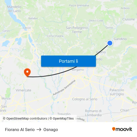 Fiorano Al Serio to Osnago map