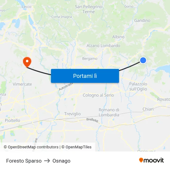 Foresto Sparso to Osnago map