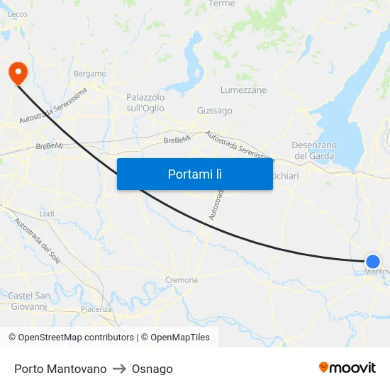 Porto Mantovano to Osnago map