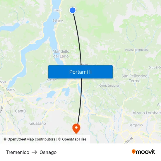 Tremenico to Osnago map