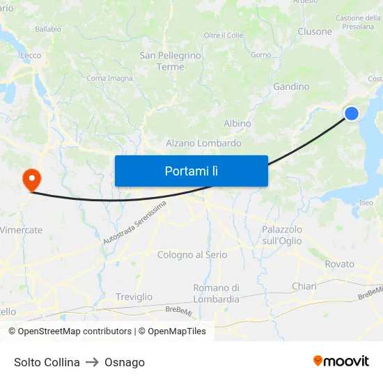 Solto Collina to Osnago map