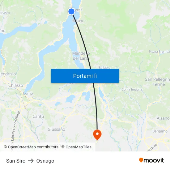 San Siro to Osnago map