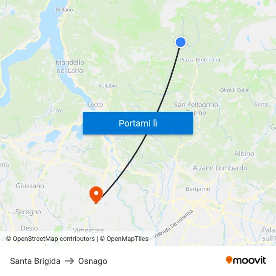 Santa Brigida to Osnago map