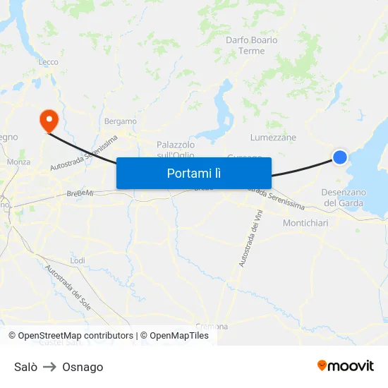 Salò to Osnago map