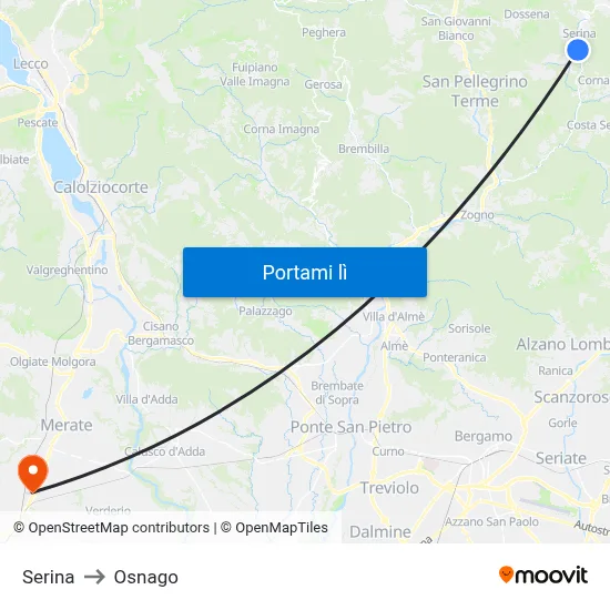 Serina to Osnago map