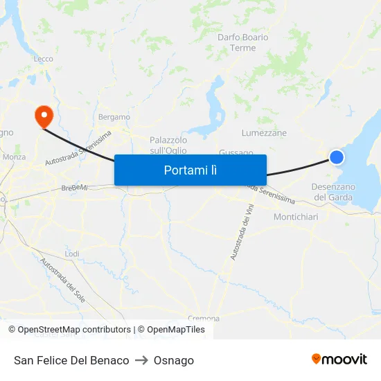 San Felice Del Benaco to Osnago map