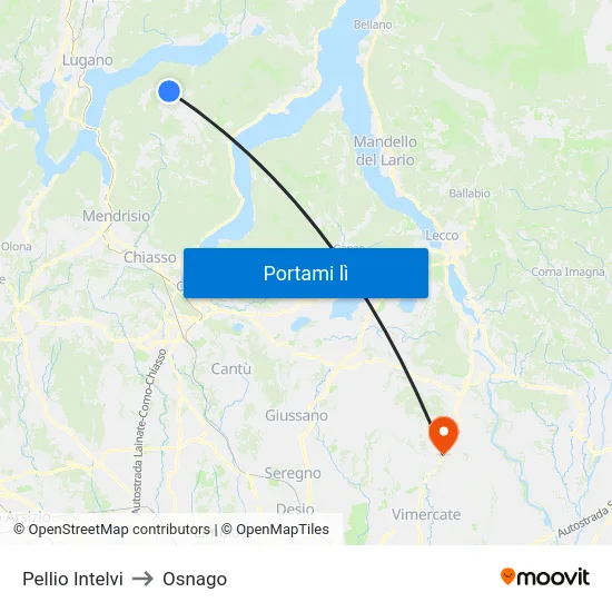 Pellio Intelvi to Osnago map