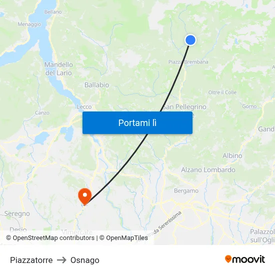 Piazzatorre to Osnago map