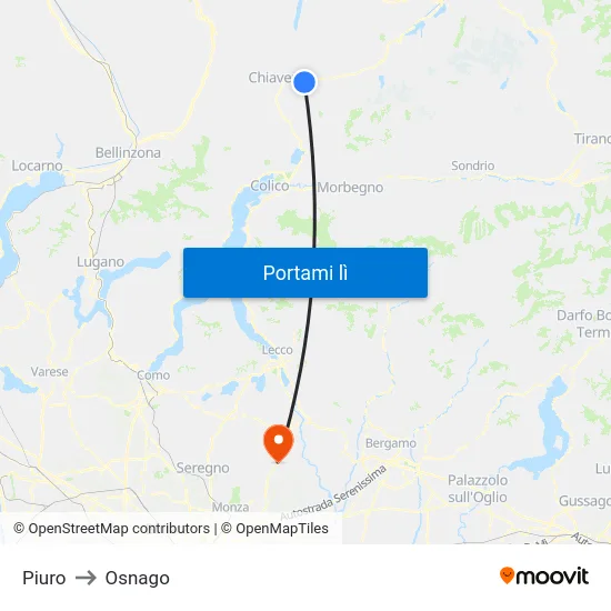 Piuro to Osnago map