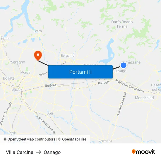 Villa Carcina to Osnago map