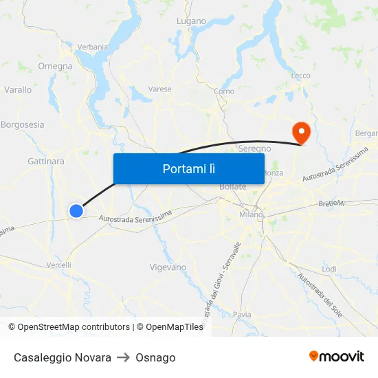Casaleggio Novara to Osnago map
