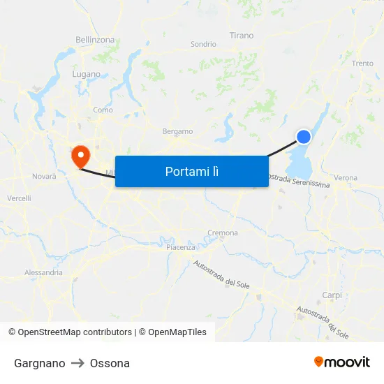 Gargnano to Ossona map