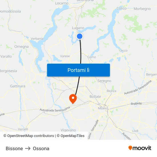 Bissone to Ossona map