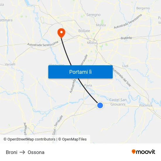 Broni to Ossona map