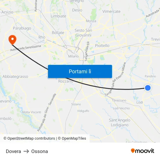 Dovera to Ossona map