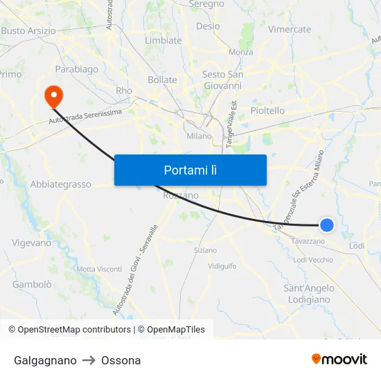 Galgagnano to Ossona map