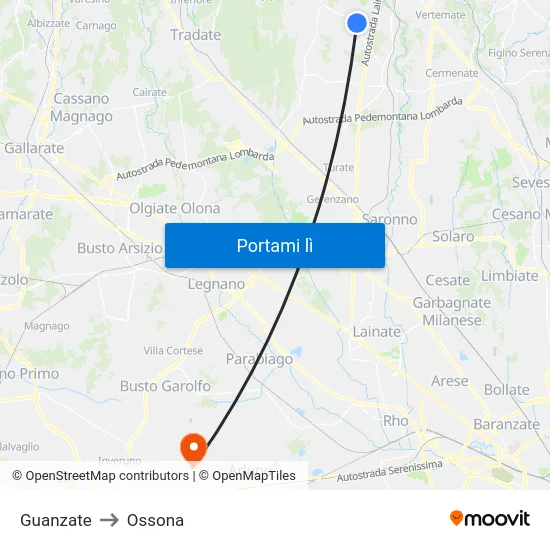 Guanzate to Ossona map