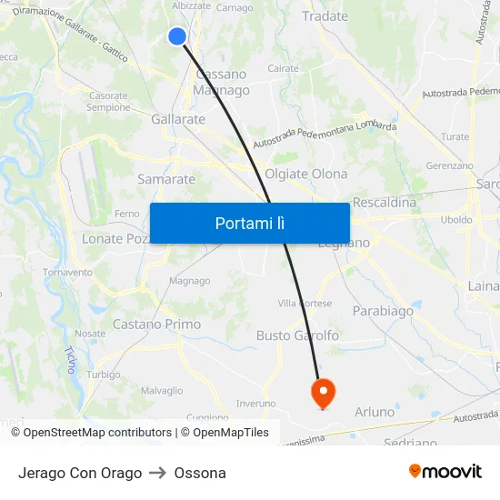 Jerago Con Orago to Ossona map