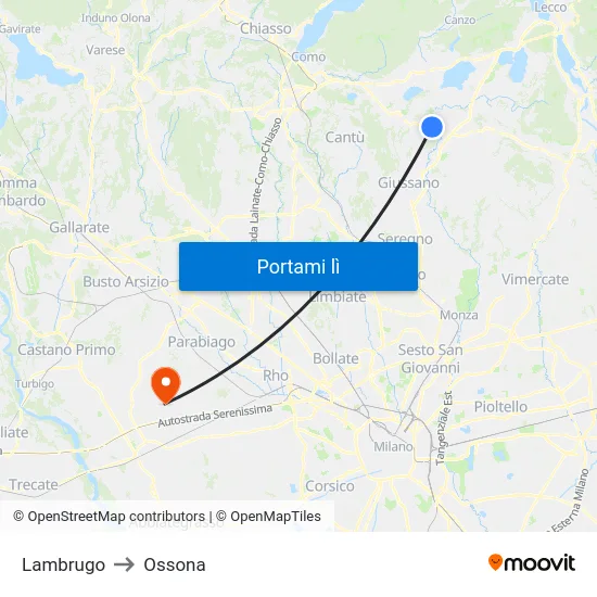 Lambrugo to Ossona map