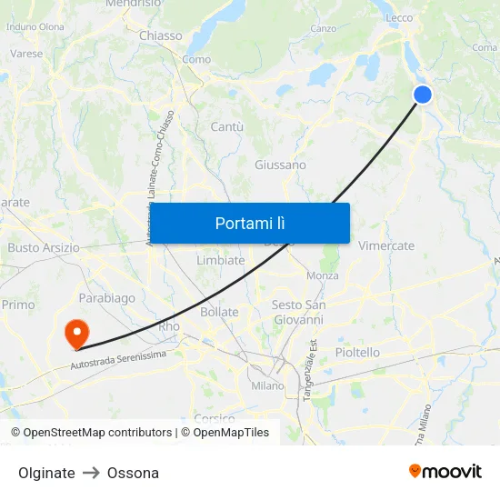 Olginate to Ossona map
