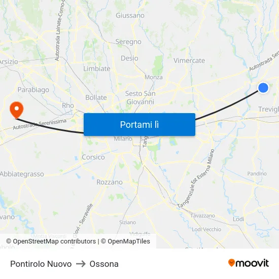 Pontirolo Nuovo to Ossona map