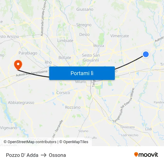 Pozzo D' Adda to Ossona map