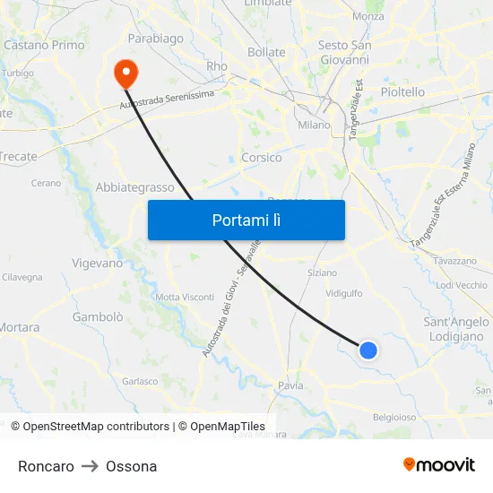 Roncaro to Ossona map