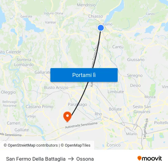 San Fermo Della Battaglia to Ossona map