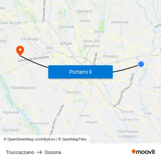 Truccazzano to Ossona map